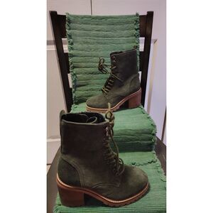 Journee Signature Malle Olive Green Lace-Up Combat Boots Size 6